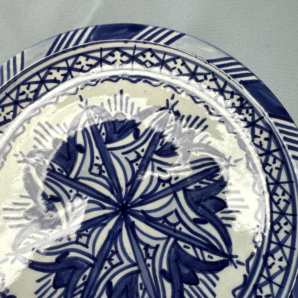 Vintage Signed FES small bowl Hand Made‎ Hand Painted Morocco 7 inch - Picture 5 of 10